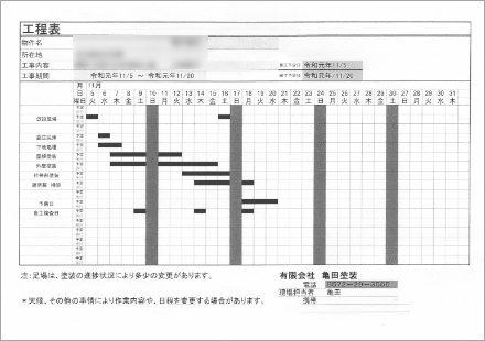 工程表